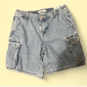 PACSUN Light blue denim cargo shorts with pockets
